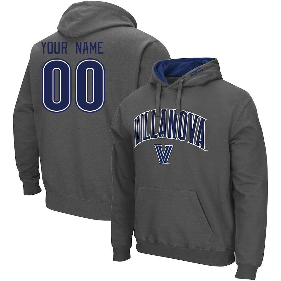 Custom Villanova Wildcats Name And Number College Hoodie-Charcoal - Click Image to Close